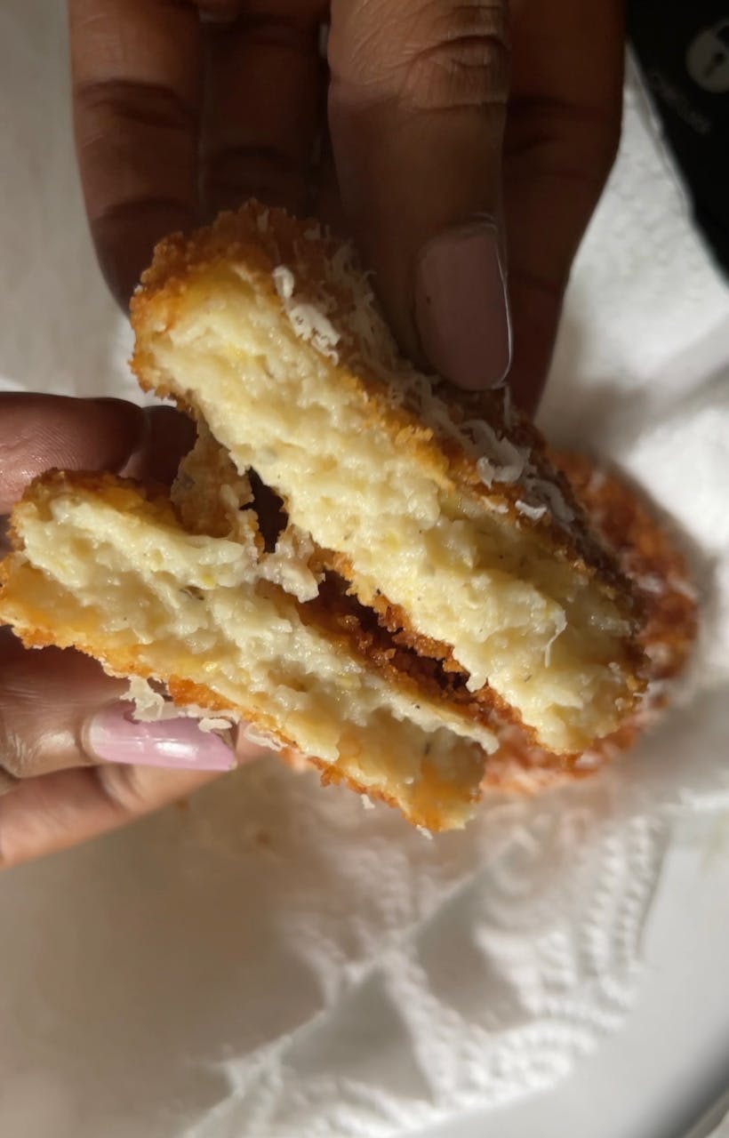 inside of fried cheese grits