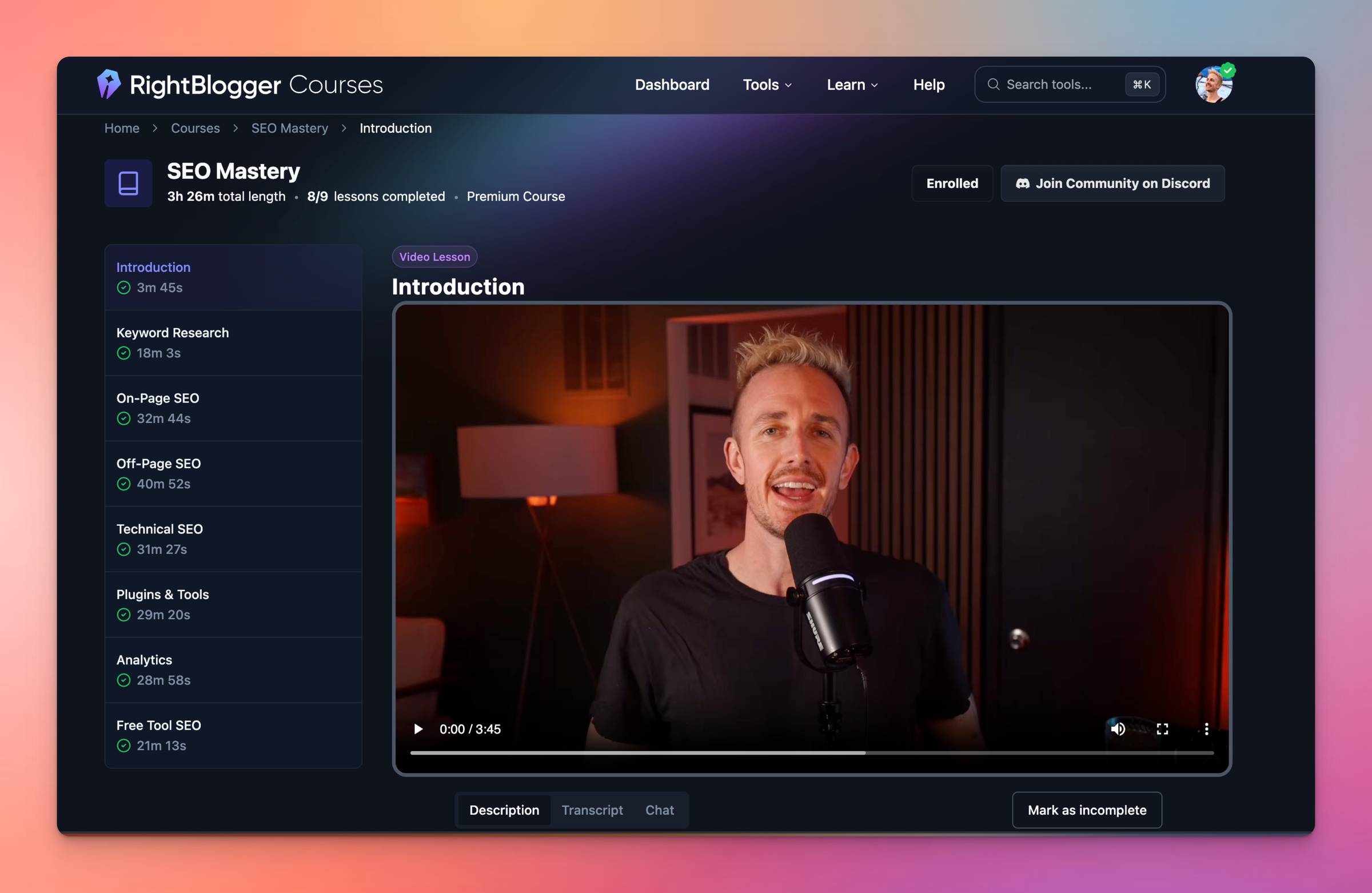 SEO Mastery Course by Ryan Robinson on RightBlogger