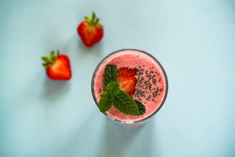 strawberry juice on white surface