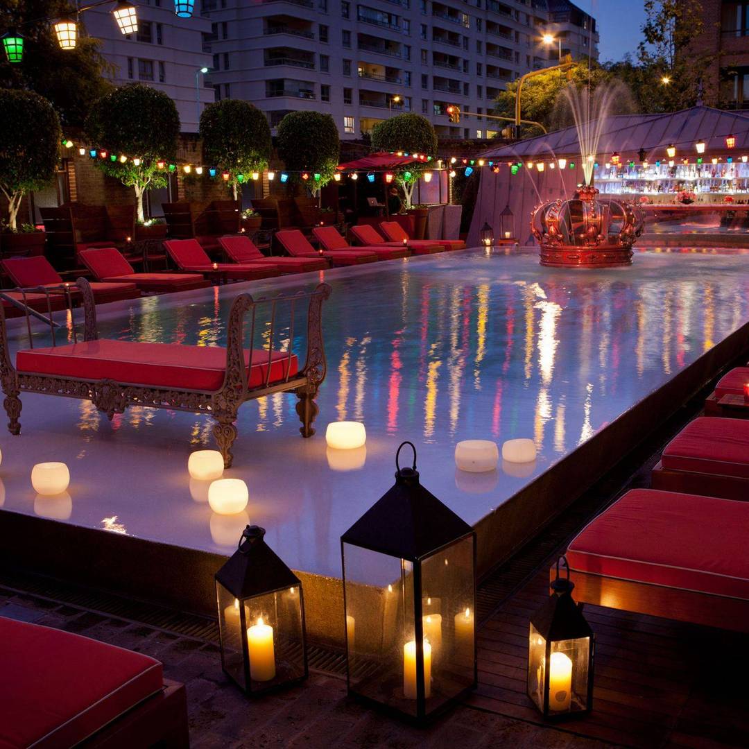 Faena Hotel pool at night