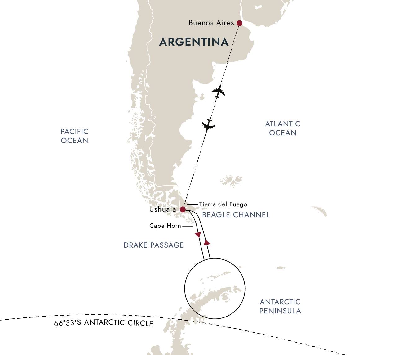 Map of Highlights of Antarctica Expedition