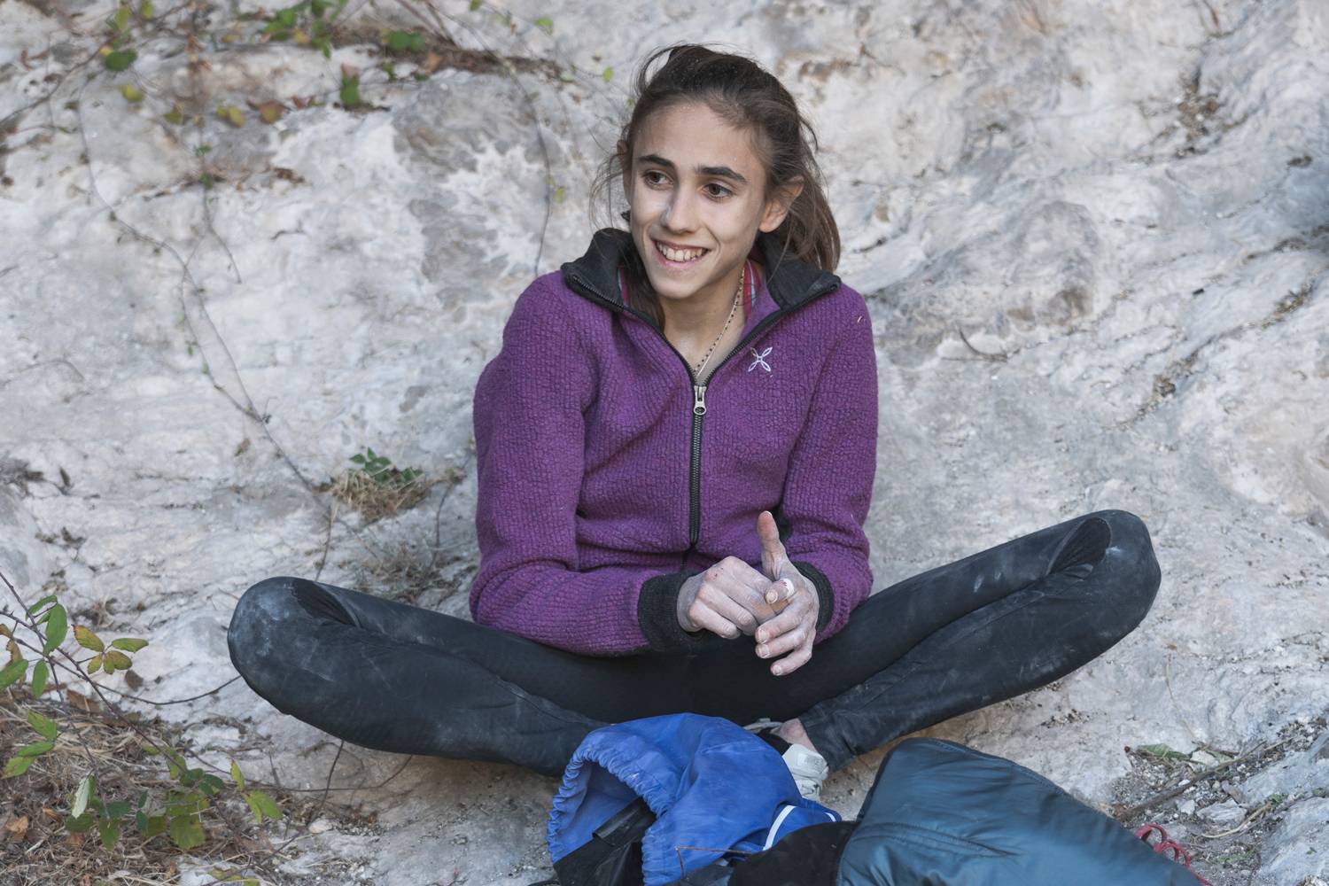Laura Rogora alla falesia Eremo Spirito Santo