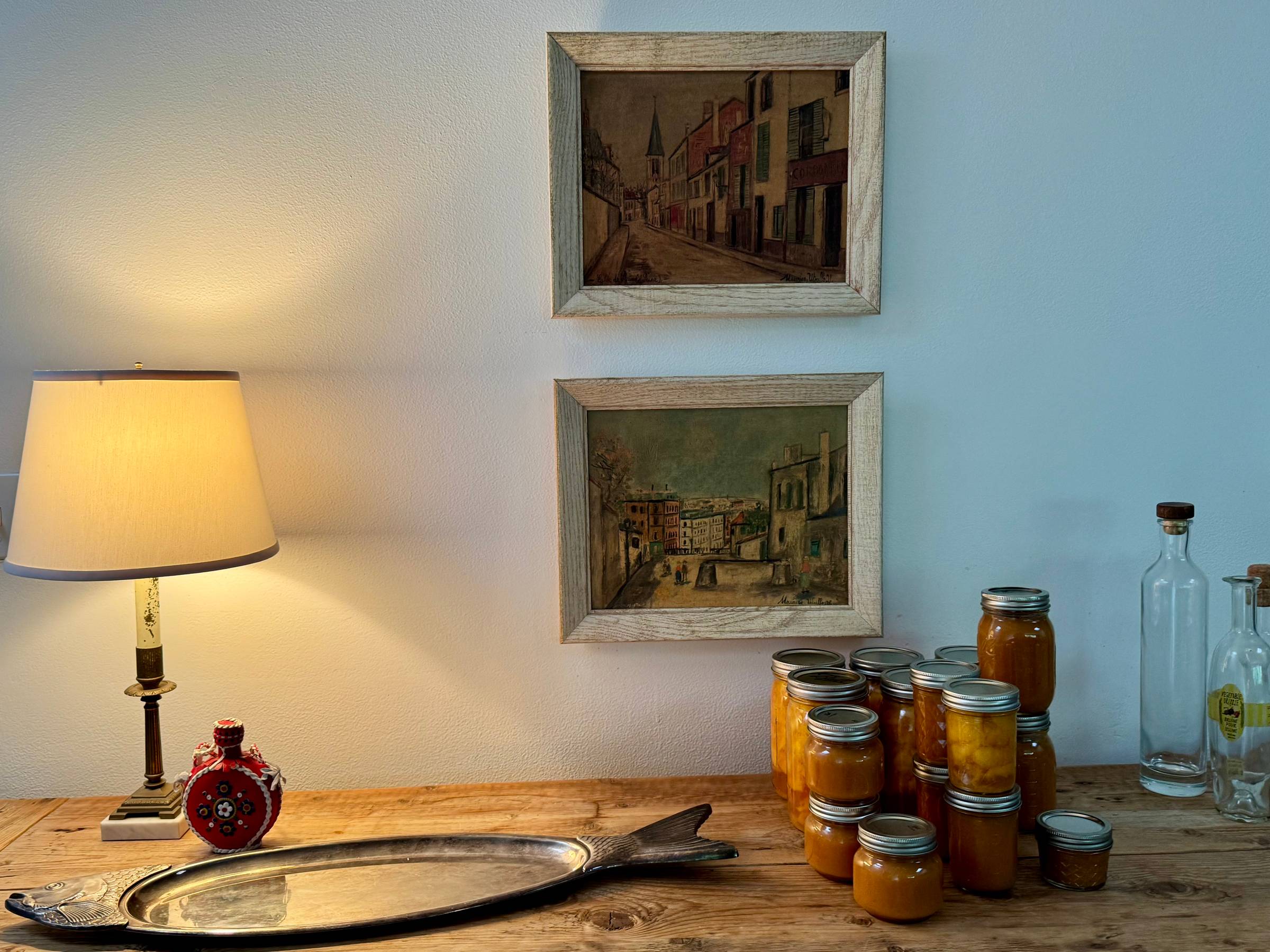 Still life of kitchen with peach preserves