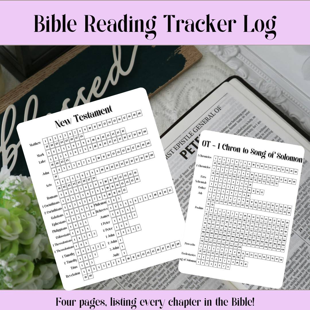 Black and White Bible Reading Tracker Log