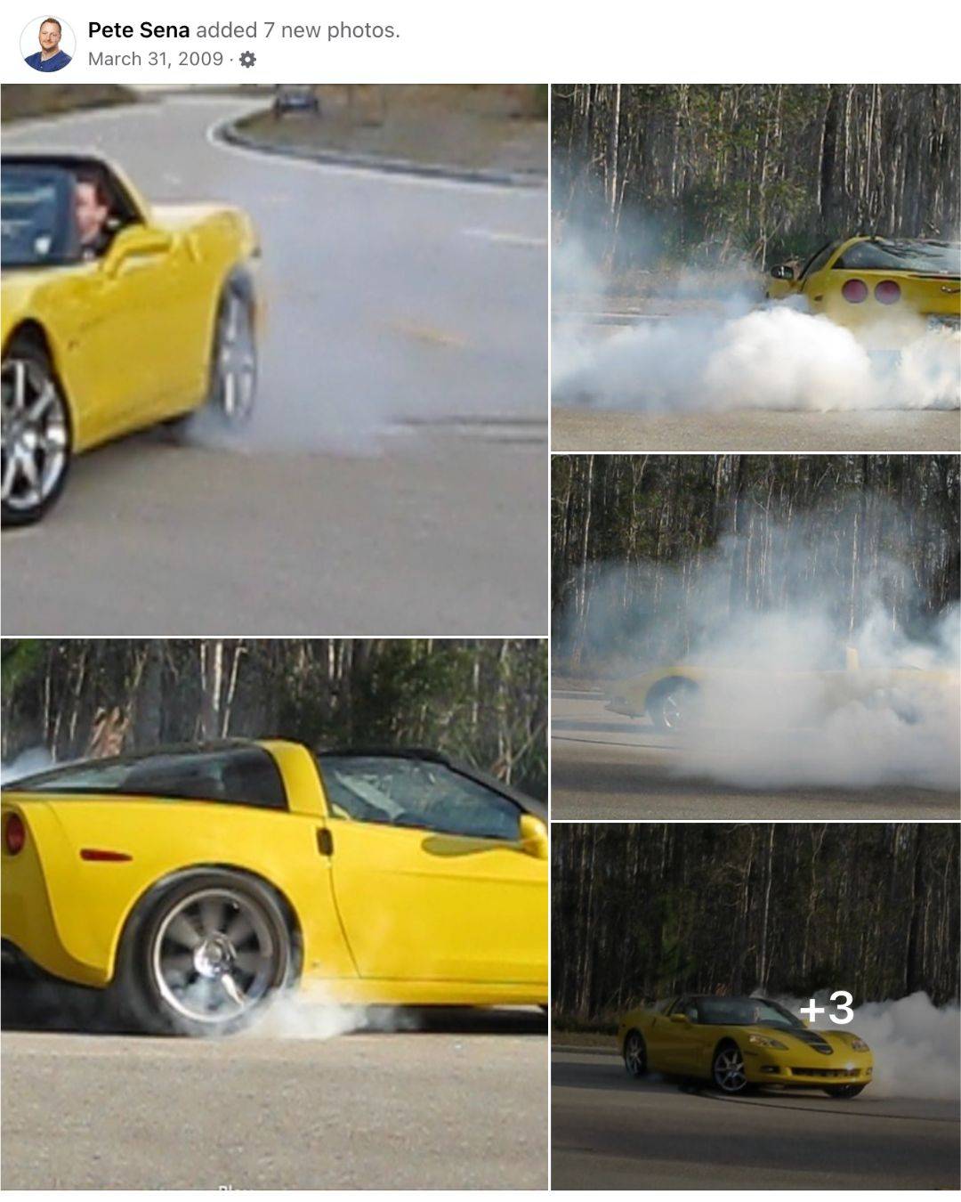 gold corvette burning rubber