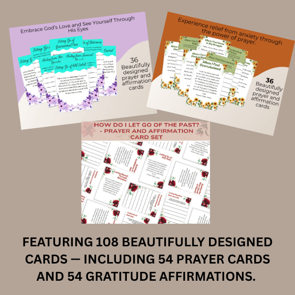 108 Scripture-Printable Cards Prayers & Gratitude Affirmations for Peace, Healing, and Self-Love- Digital Products Prints bible cards