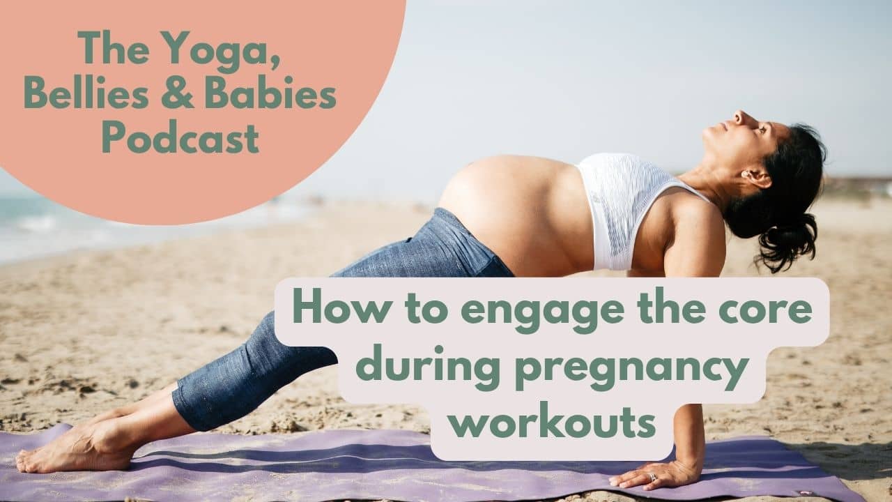 Image of a pregnant women doing a reverse plank on the beach