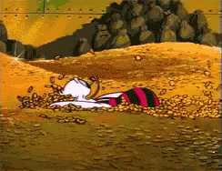 Scrooge McDuck swimming in coins