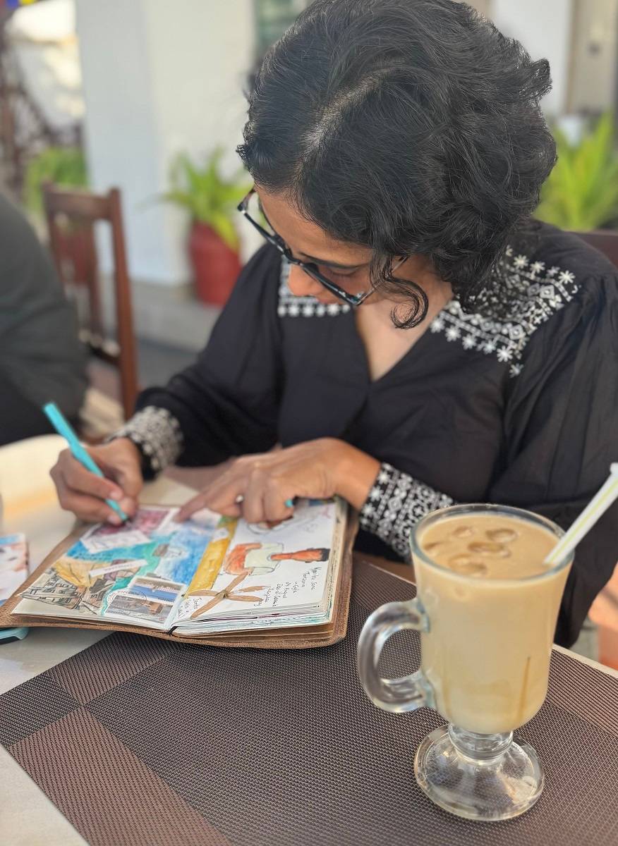 a girl sketching