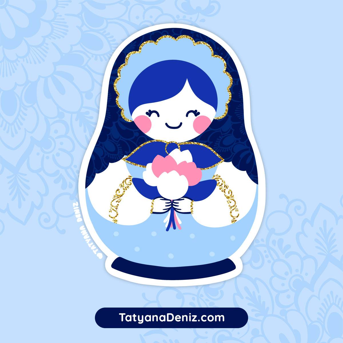 Matryoshka doll with floral patterns by Tatyana Deniz