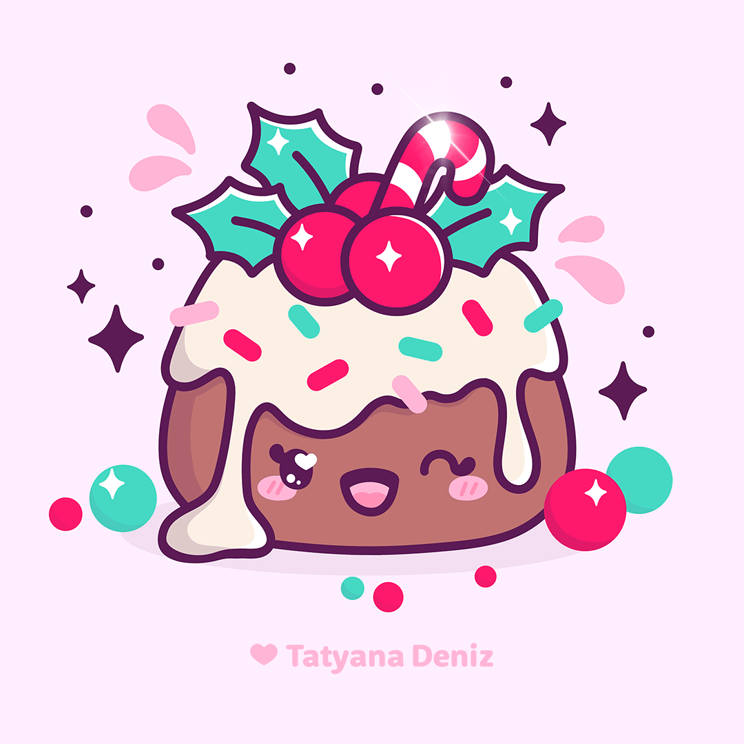 Kawaii Christmas pudding by Tatyana Deniz