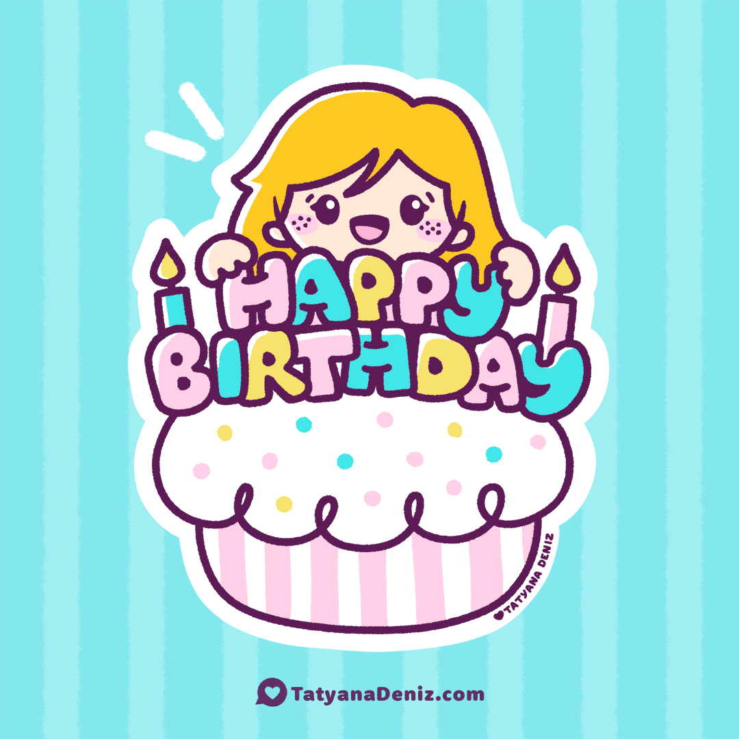 Kawaii birthday card by Tatyana Deniz