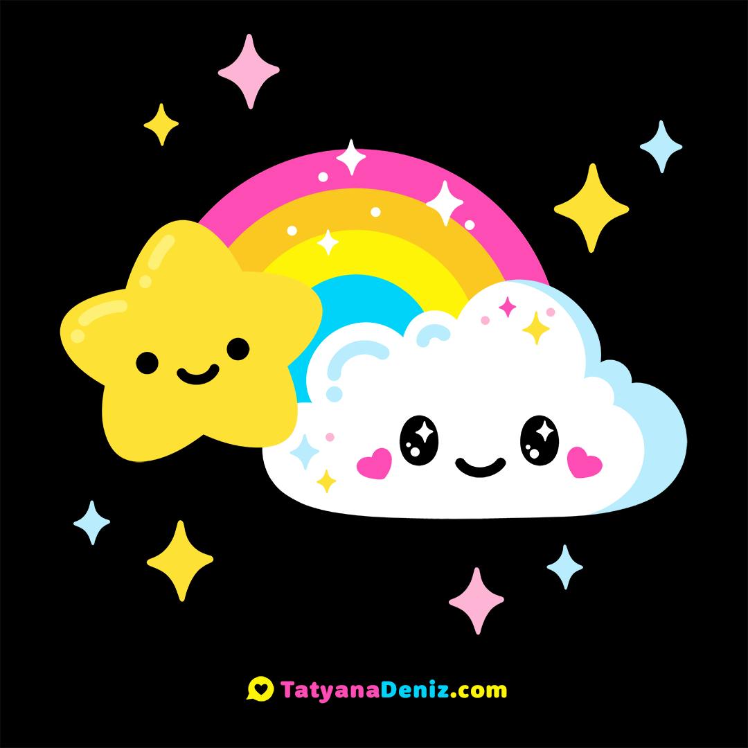 Kawaii neon rainbow by Tatyana Deniz