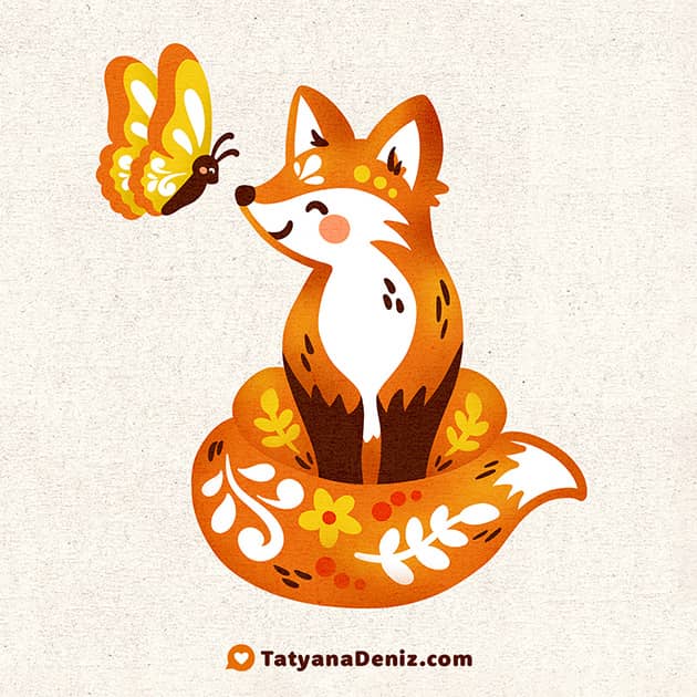 Kawaii baby fox by Tatyana Deniz