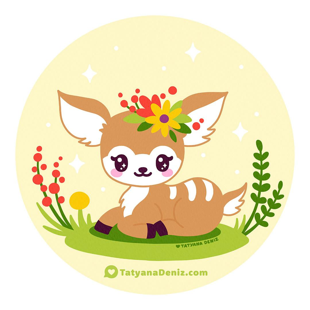 Kawaii baby antelope by Tatyana Deniz