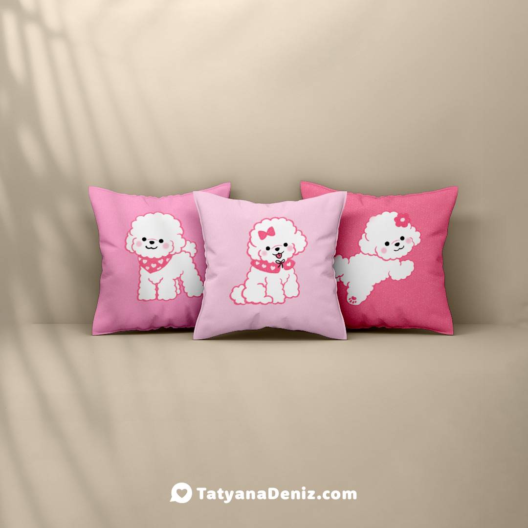 Bichon Frise puppy pillows by Tatyana Deniz