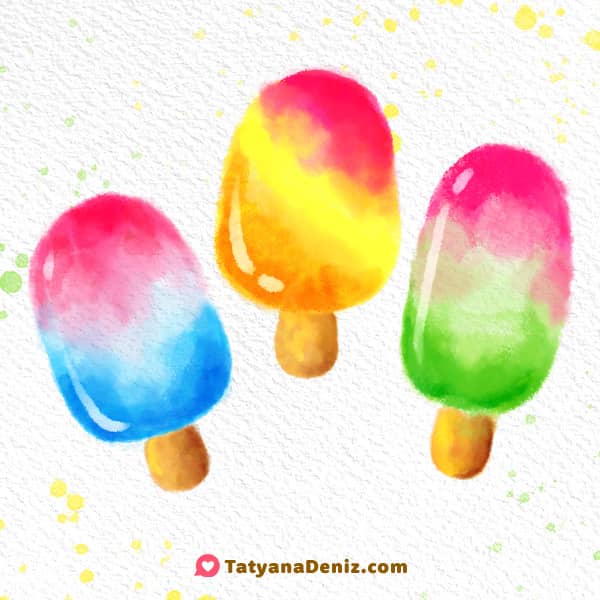 Watercolor popsicles in Procreate by Tatyana Deniz
