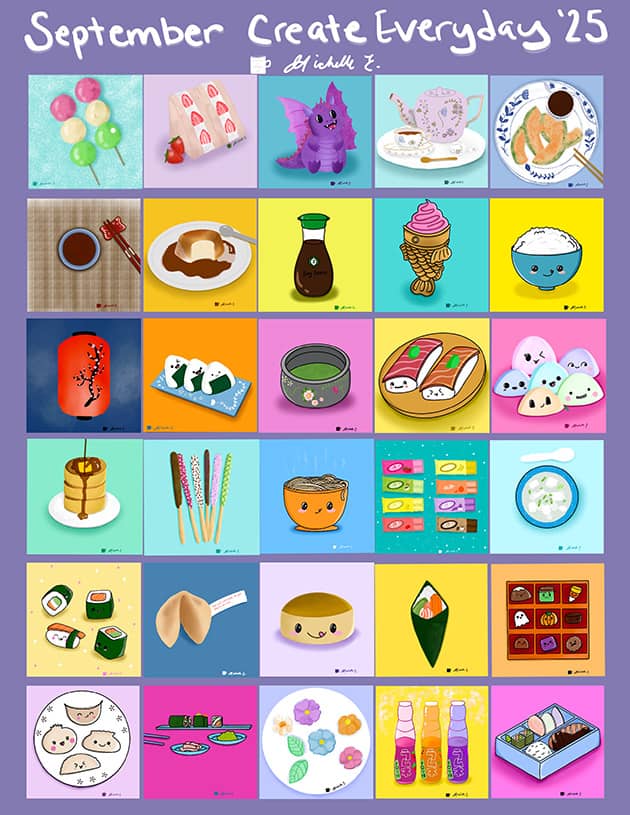 Daily sushi drawings by Michelle at Happy Creators Collective