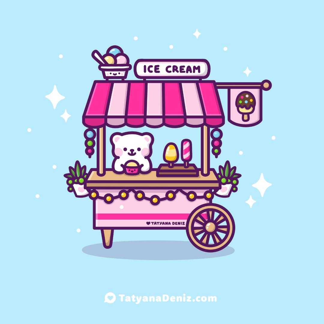 Kawaii ice cream cart by Tatyana Deniz