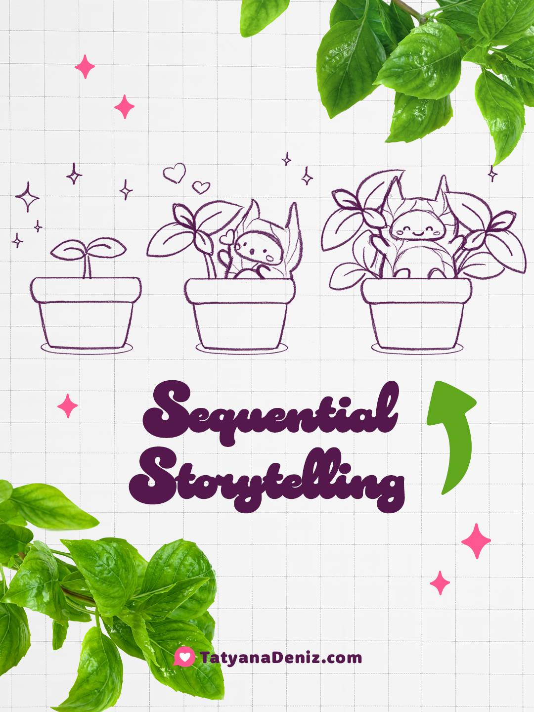 Cute kawaii plant comic by Tatyana Deniz