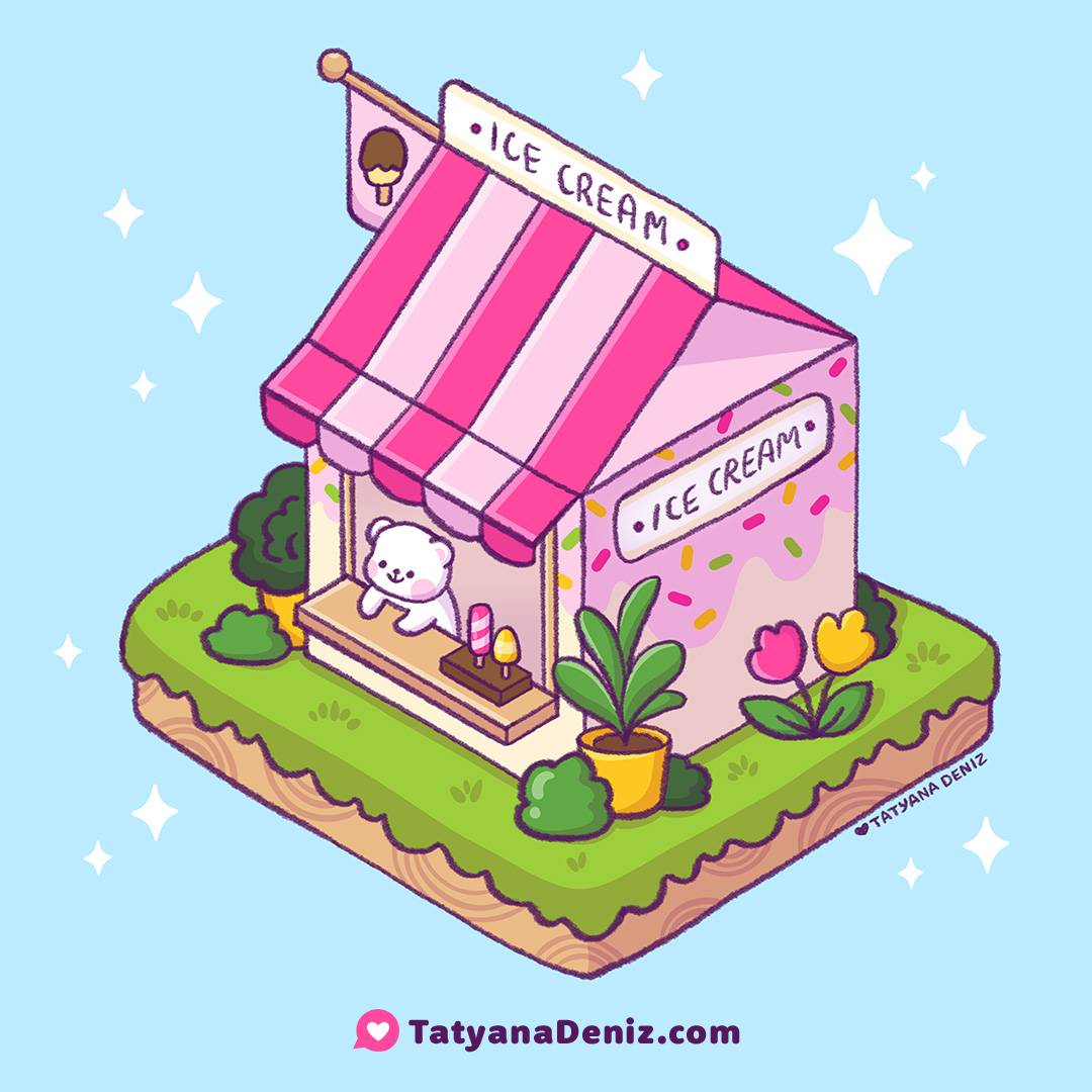 Isometric Bear Cafe by Tatyana Deniz