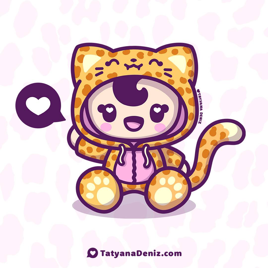 Kawaii Cheetah Girl by Tatyana Deniz