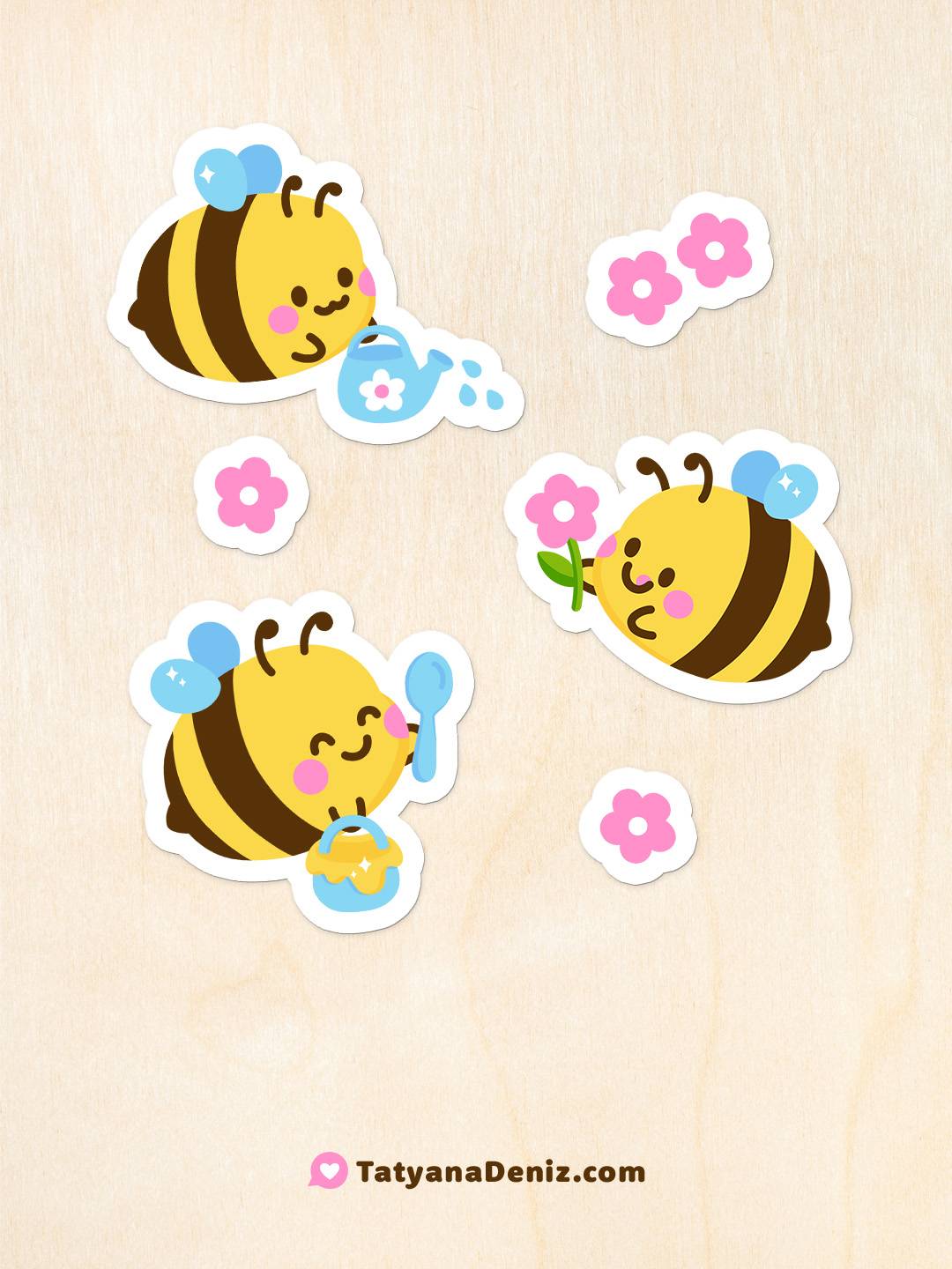 Kawaii bees by Tatyana Deniz