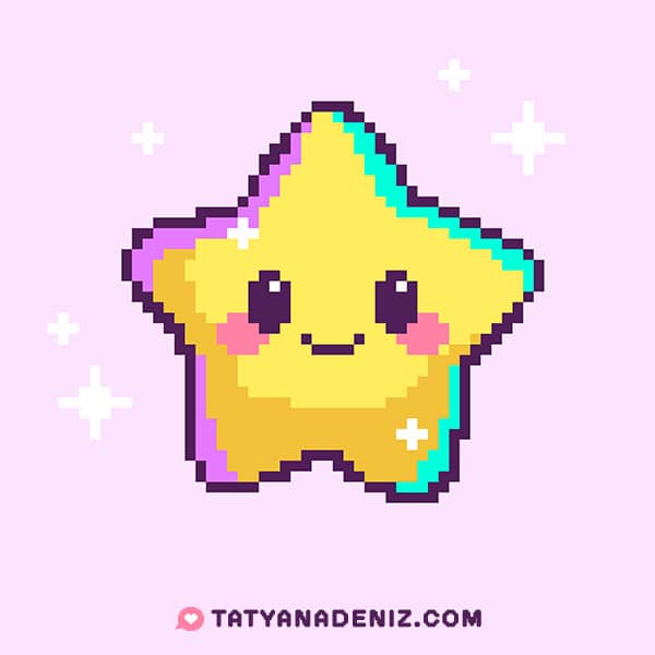 Kawaii pixel star by Tatyana Deniz