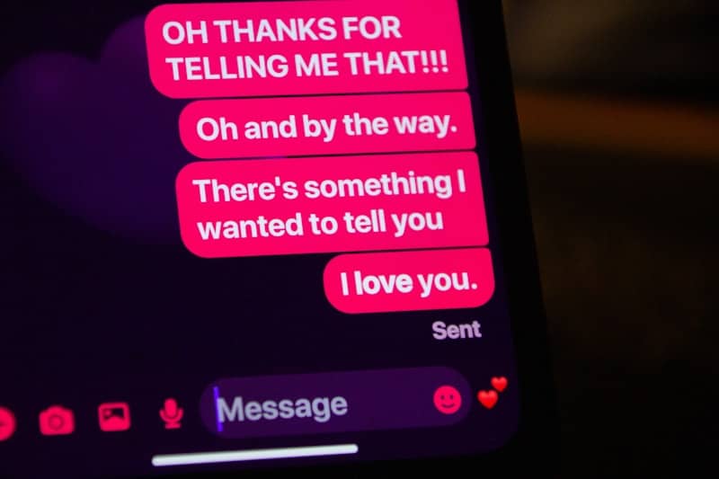 Text message conversation on a phone screen.