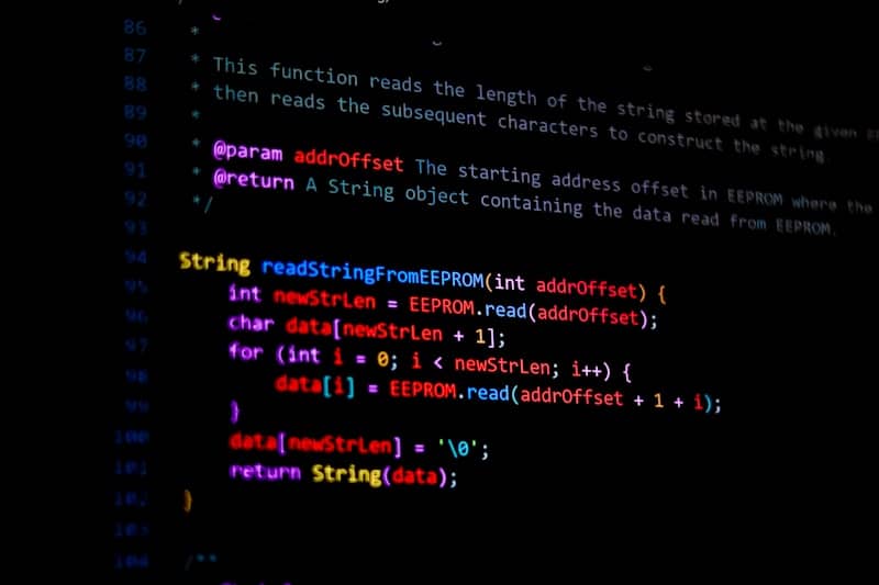 Code written on a screen, likely programming related.