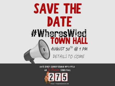 Tony Wied Town Hall Save the Date August 30th at 1 pm