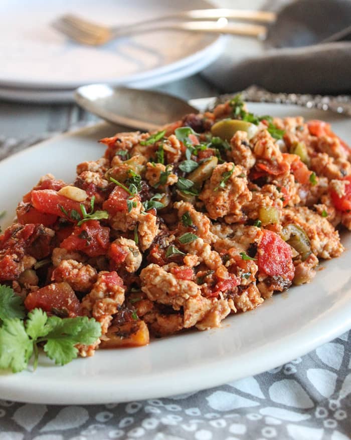 chicken picadillo on a plate