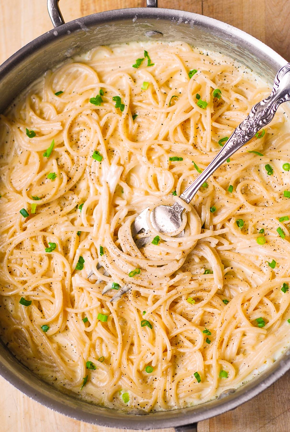 Creamy Four Cheese Garlic Spaghetti Sauce.