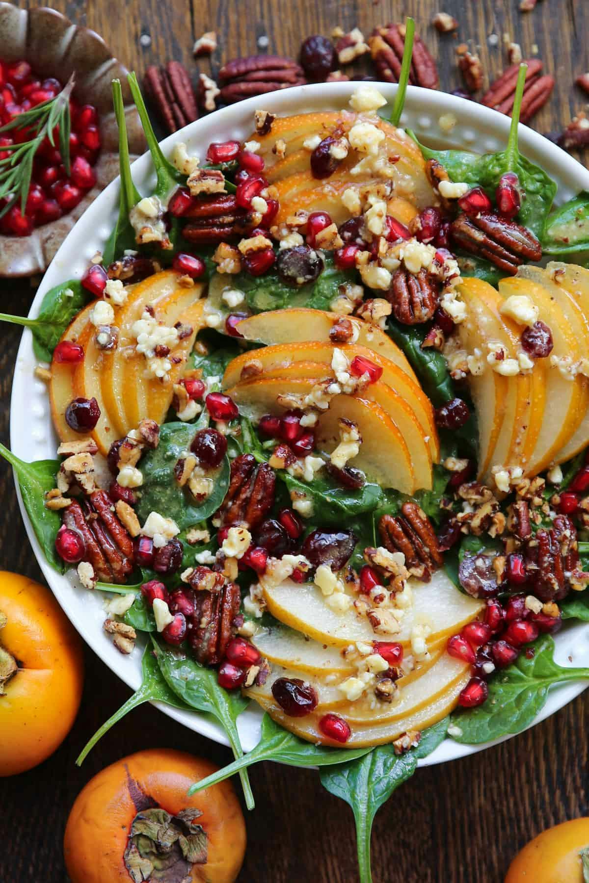 Pear & Pomegranate Spinach Salad.