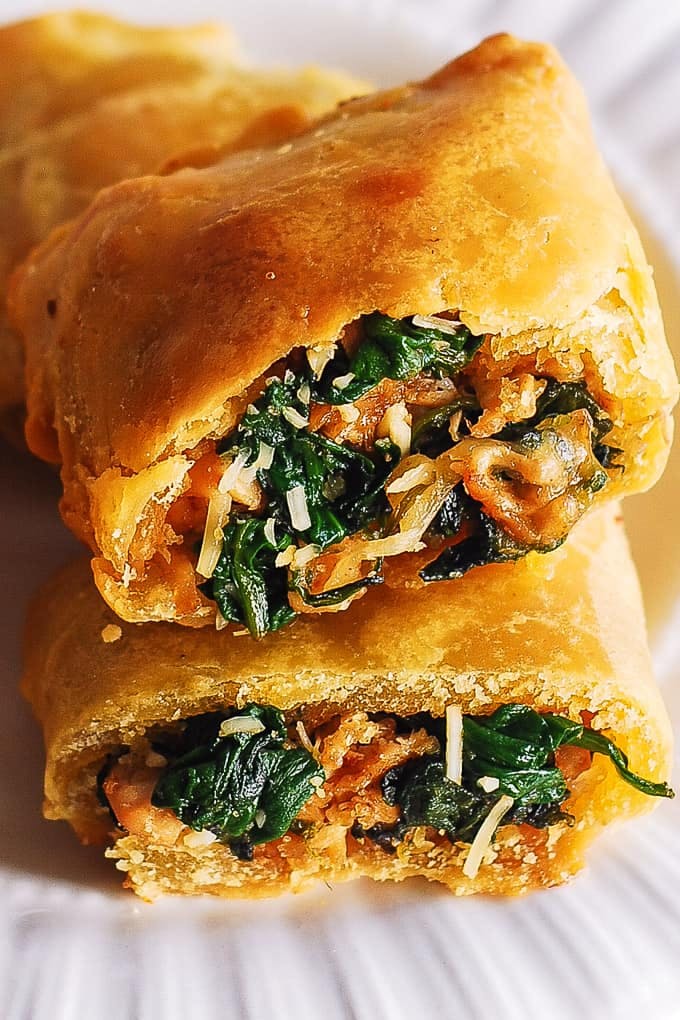 Puff Pastry Puffs Stuffed with Chicken, Spinach, and Parmesan