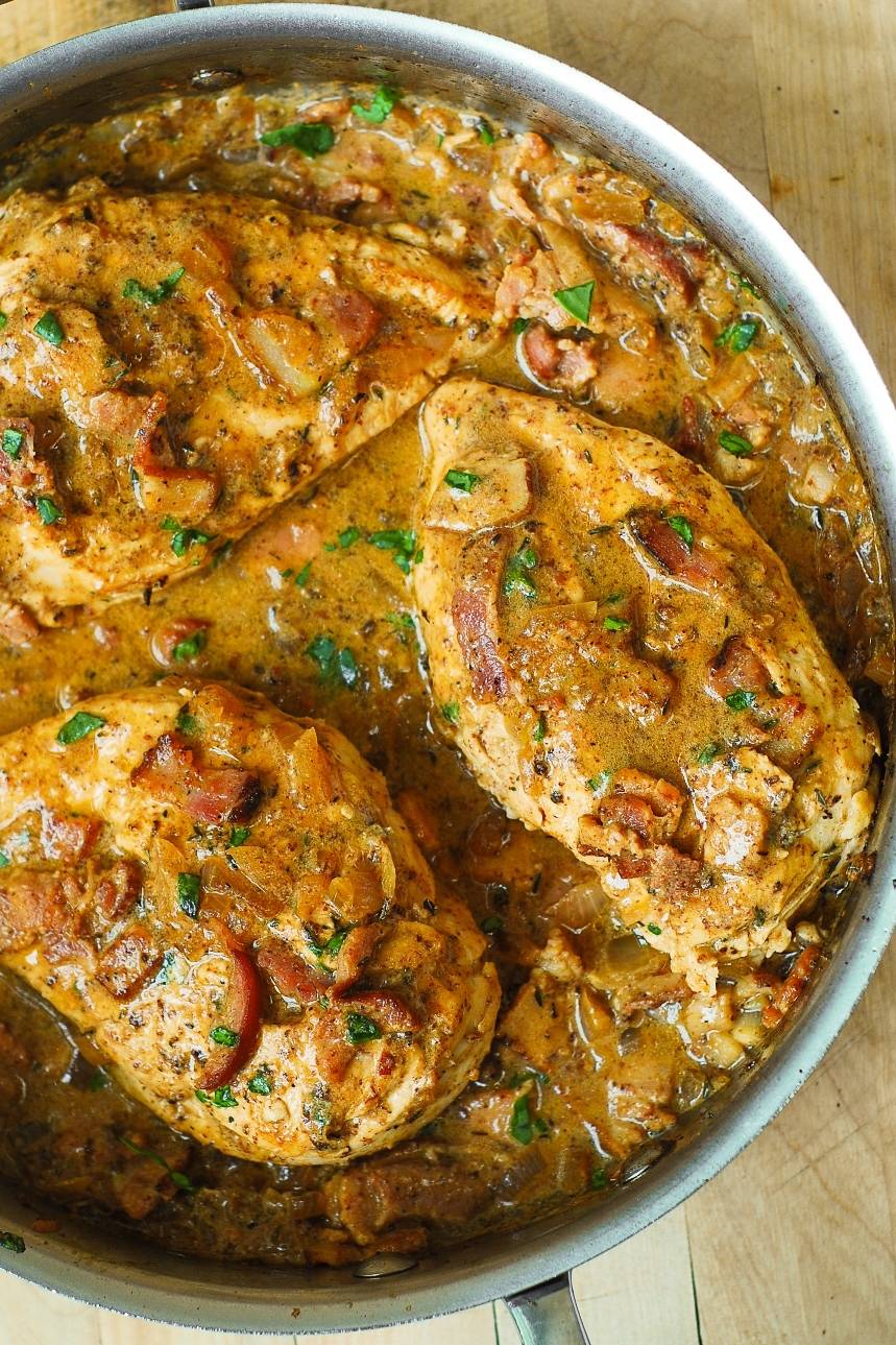 Chicken with Bacon Mustard Sauce.