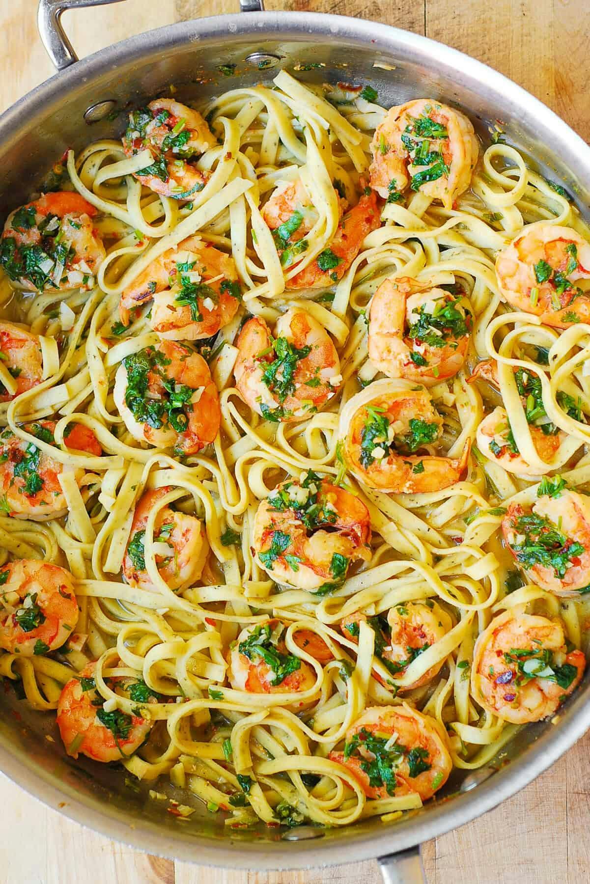 Cilantro Lime Shrimp Scampi Pasta