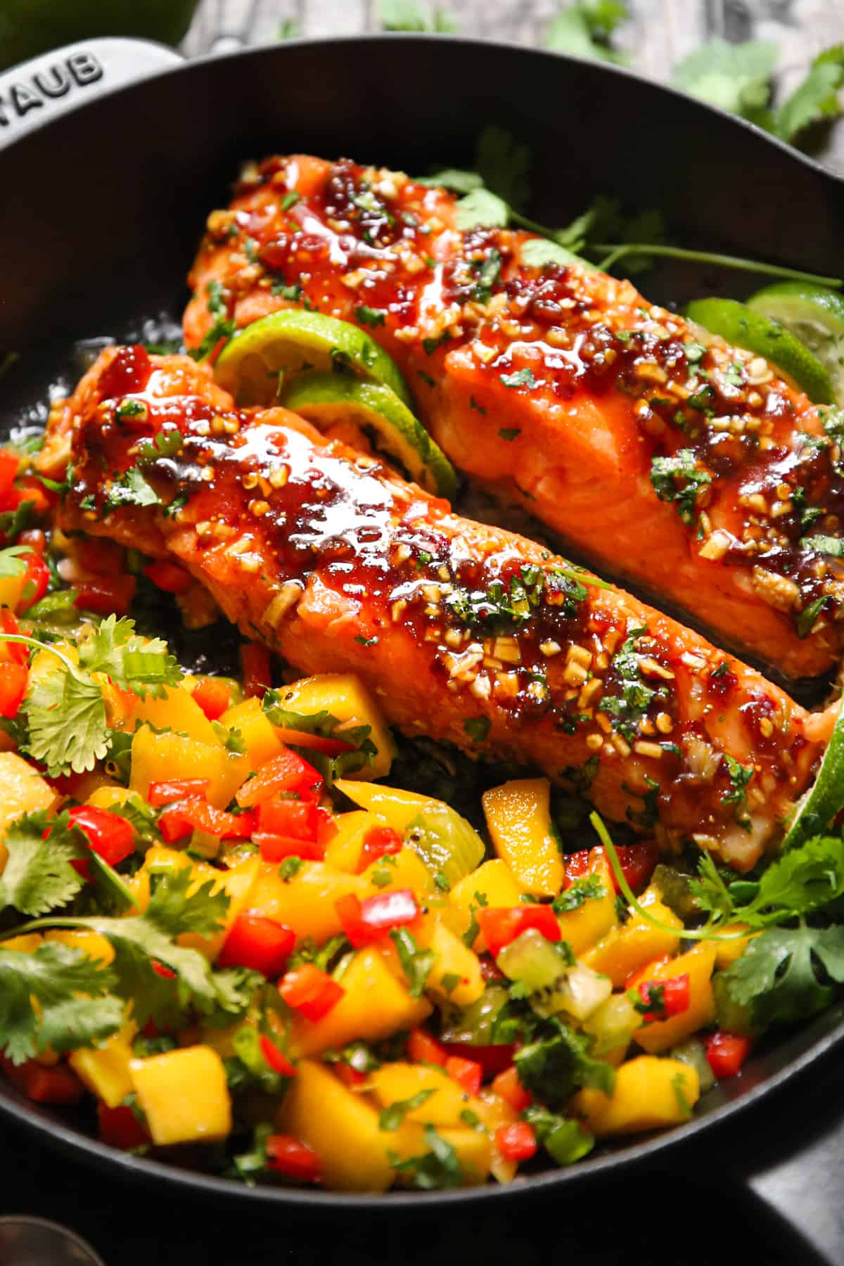 Honey-Garlic Glazed Salmon with Mango Salsa
