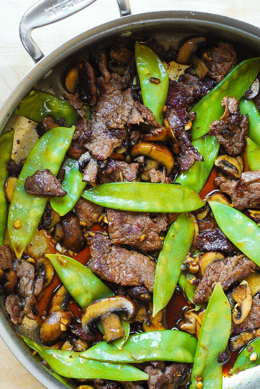 Asian Beef with Mushrooms and Snow Peas