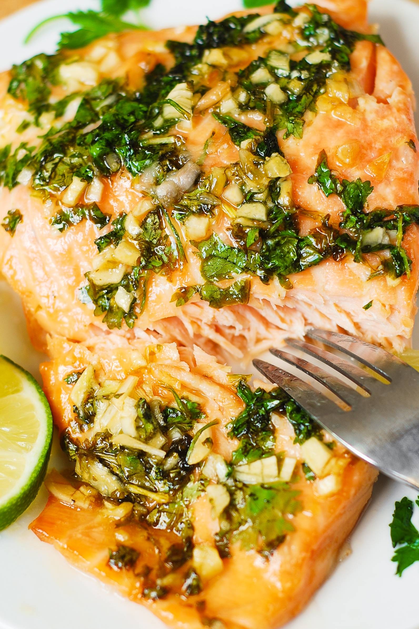 Cilantro Lime Honey Garlic Salmon (baked in foil​).