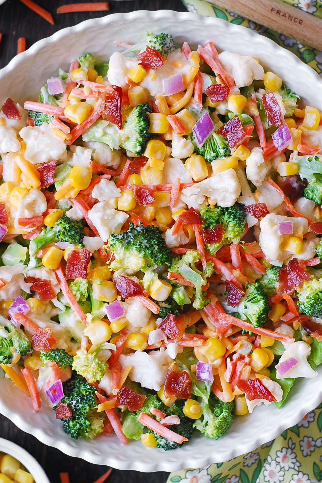 Creamy Broccoli and Cauliflower Salad