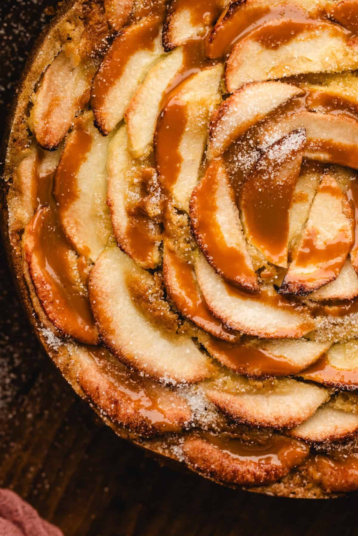 German Apple Cake with Caramel Drizzle.