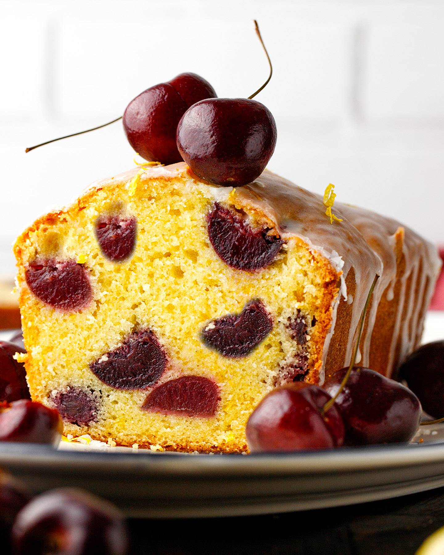Glazed Cherry Loaf with Lemon Glaze.