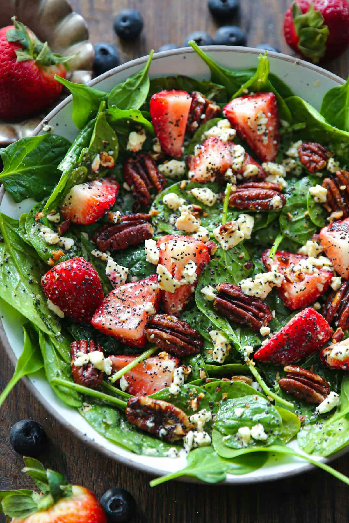 Strawberry Spinach Salad with Poppy Seed Honey-Lemon Dressing