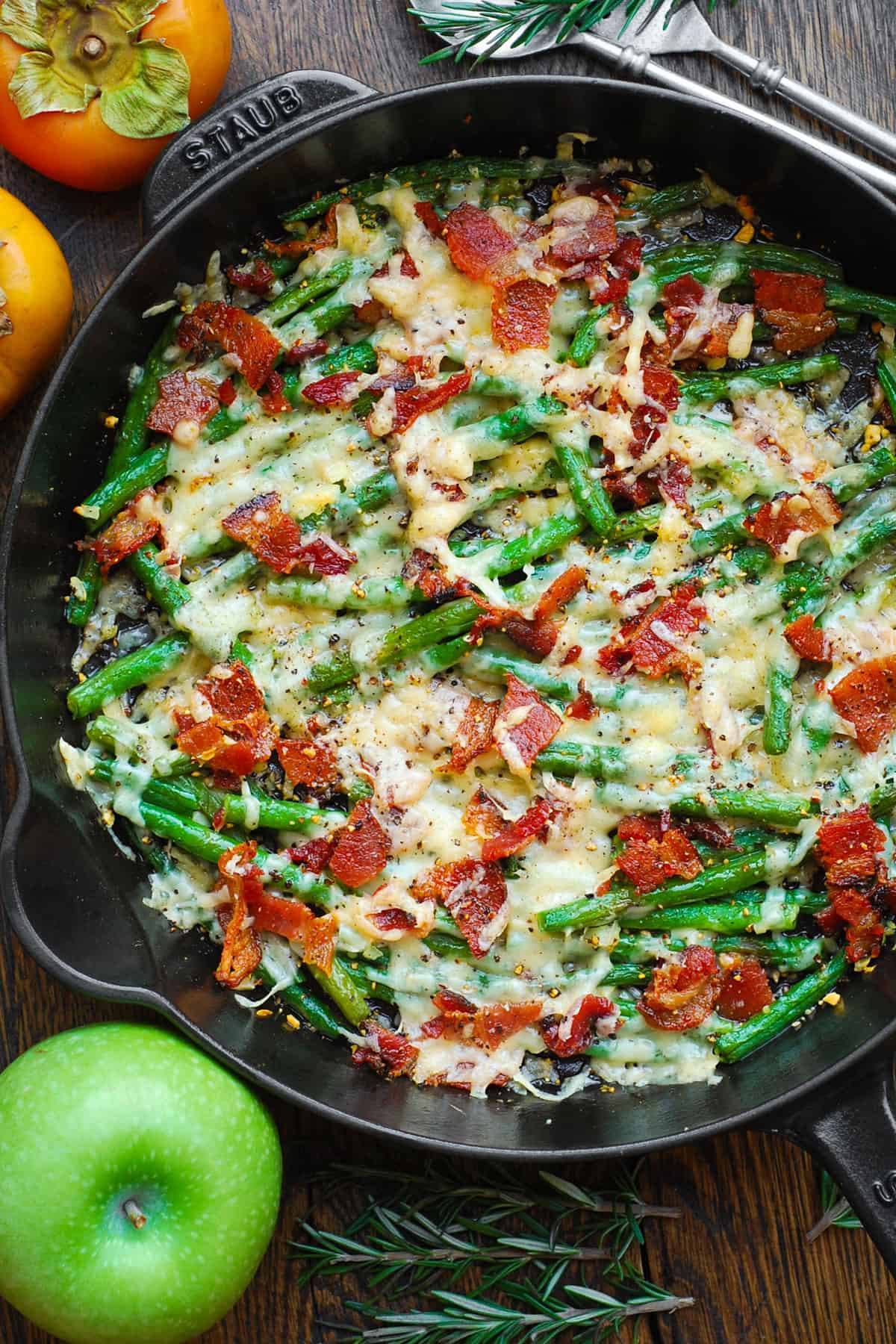 Green Beans with Bacon, Garlic, and Parmesan Cheese.