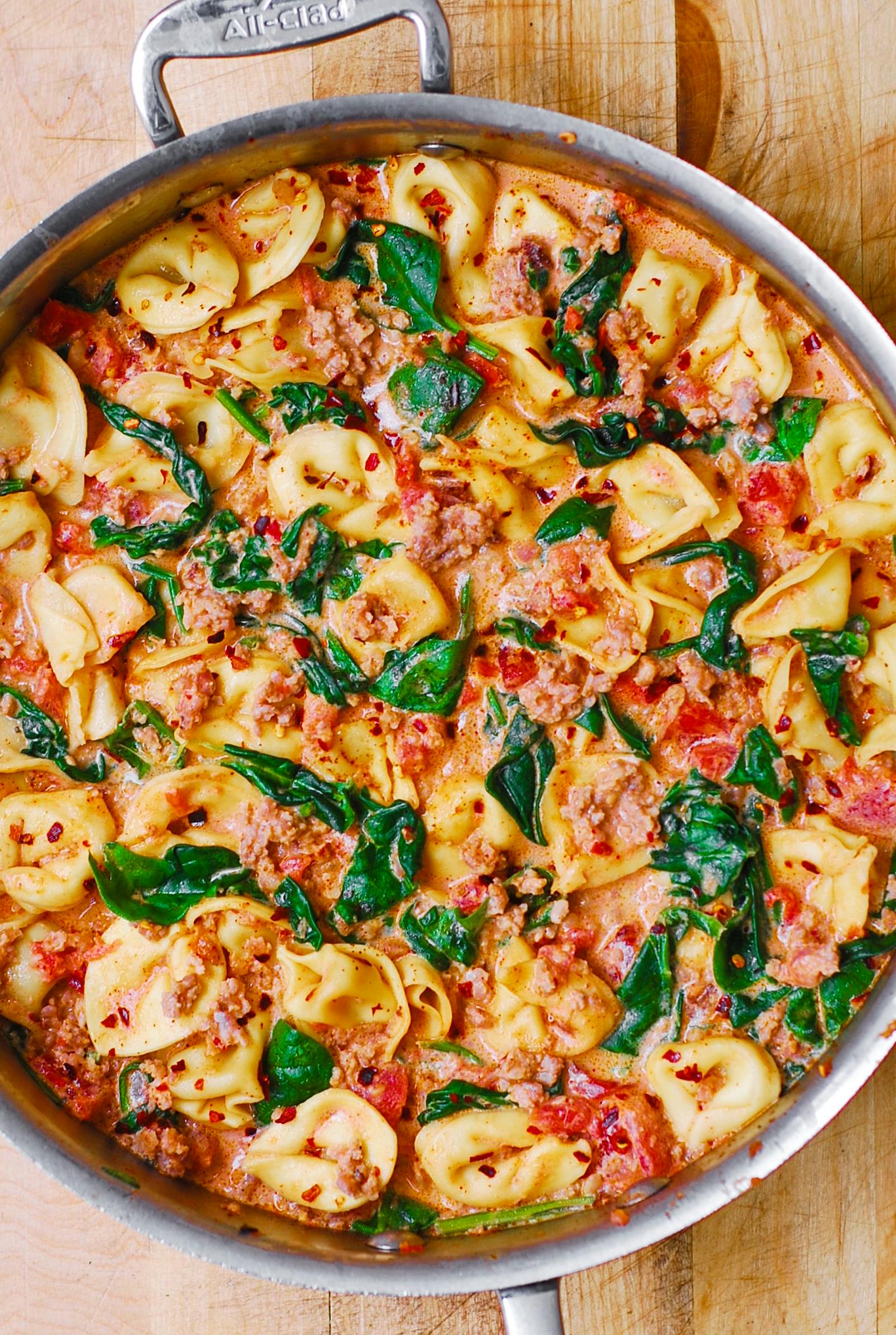 Creamy Sausage Tortellini with Spinach, Tomatoes
