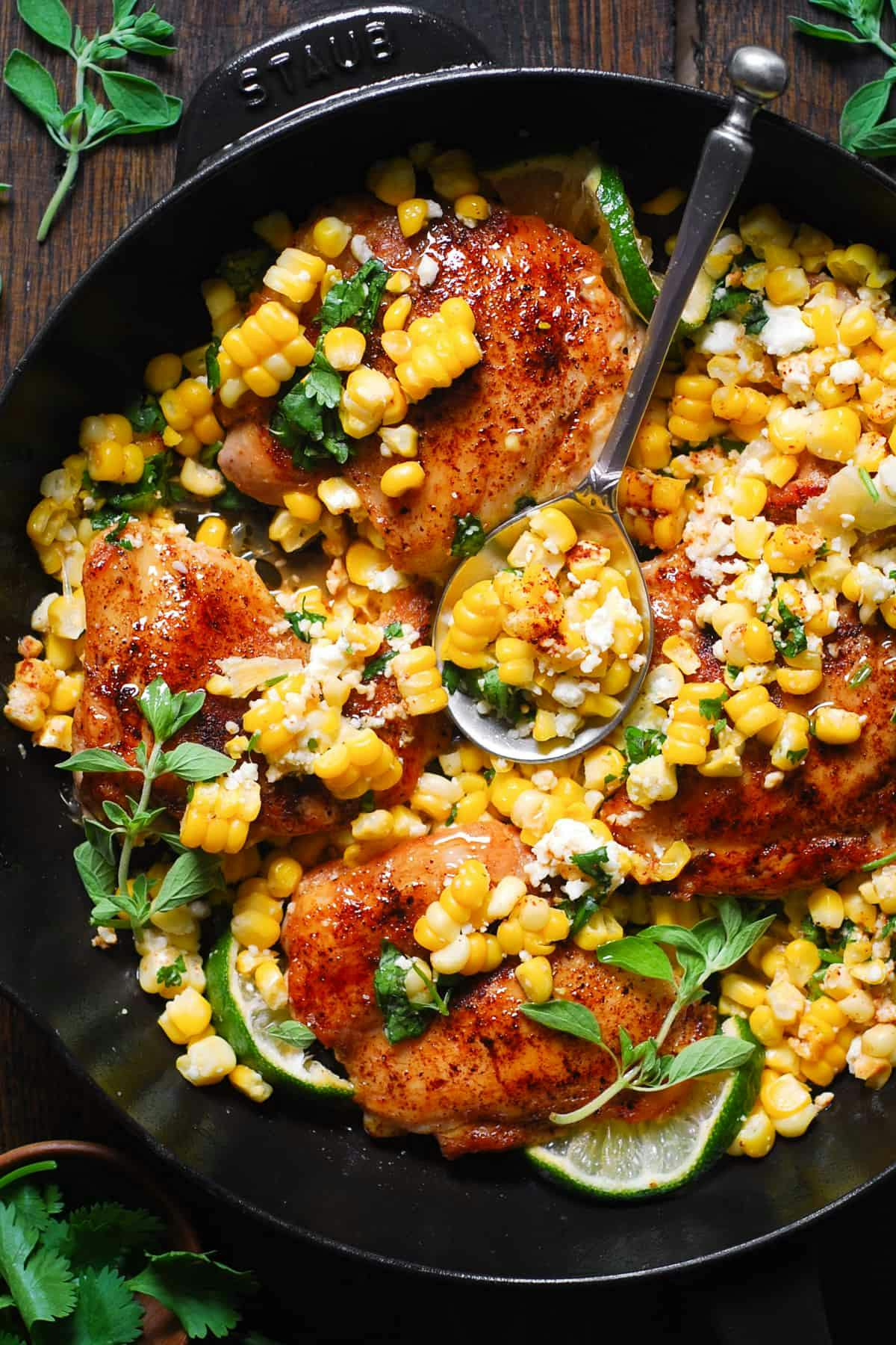 Cilantro-Lime Chicken with Corn and Cotija Cheese (or Feta)