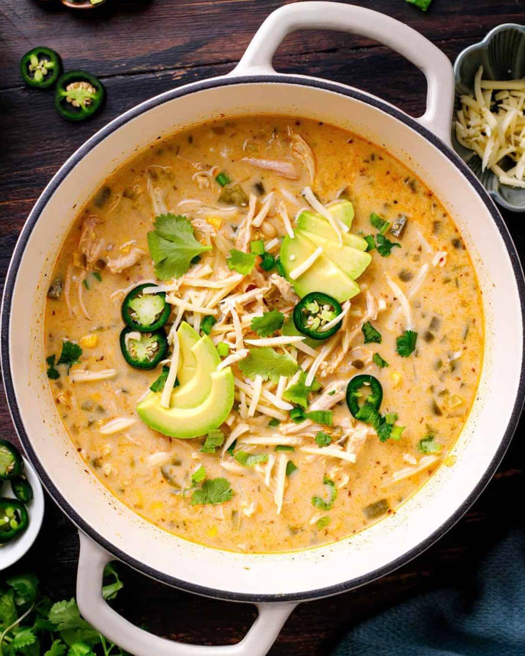 White Chicken Chili in a Dutch Oven.