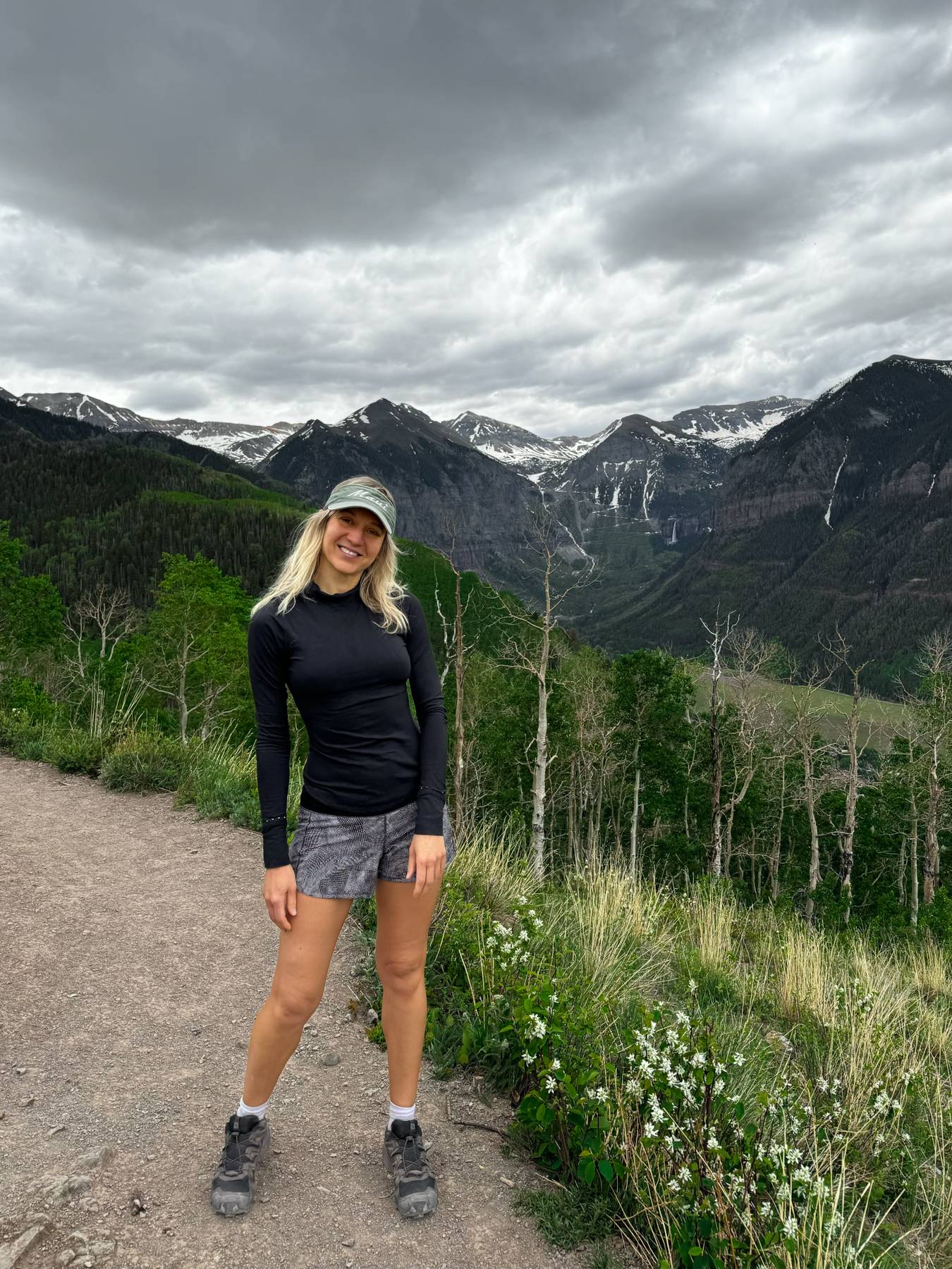 Julia hiking in Colorado mountains.