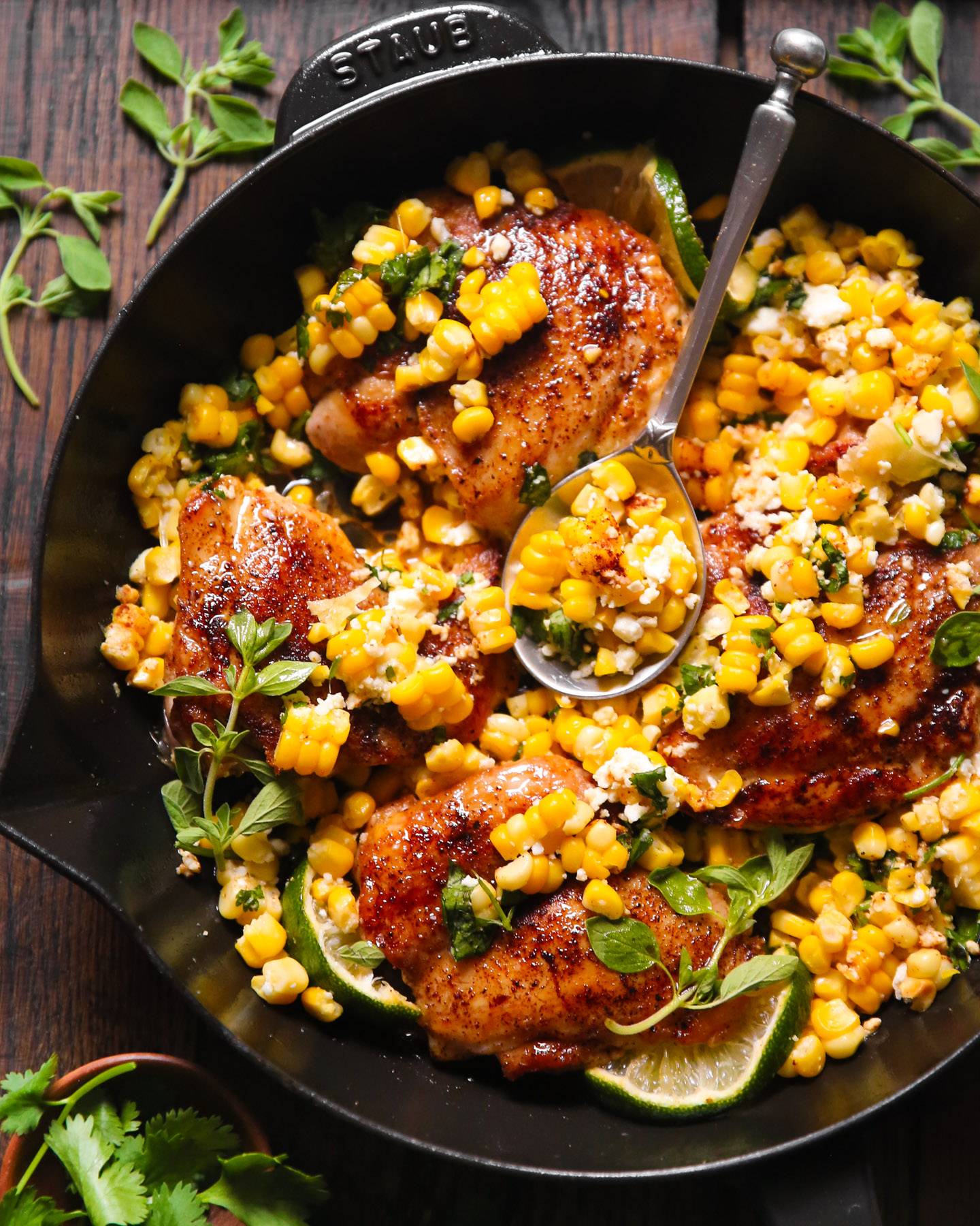 Cilantro-Lime Chicken with Corn and Feta